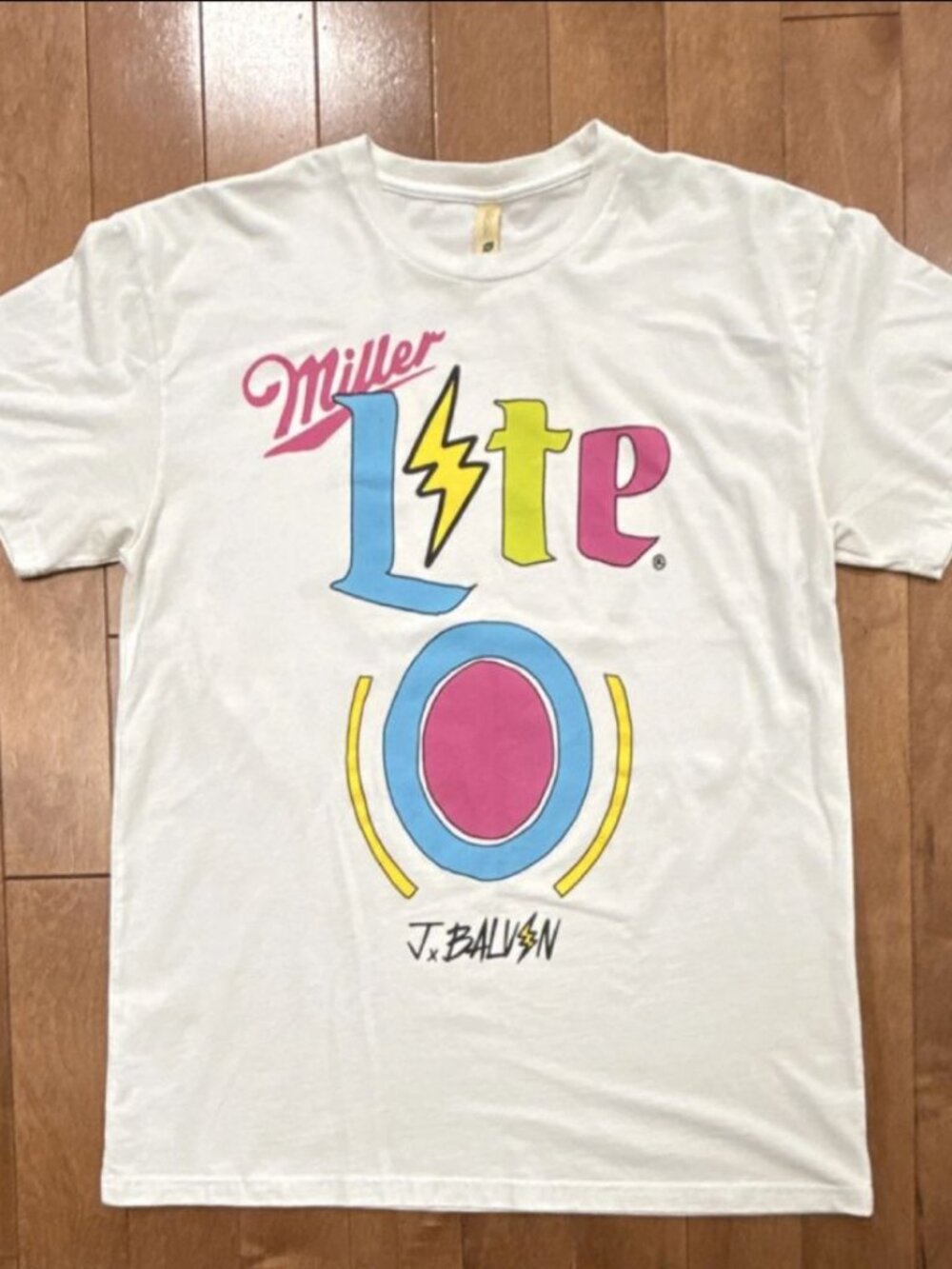 Miller Lite J Balvin Men's White Cotton Crew Neck Graphic Print T-Shirt Size L